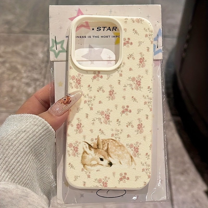 Phone Cases Cute Iphone 14 - Cute Deer Full Floral Pattern Design