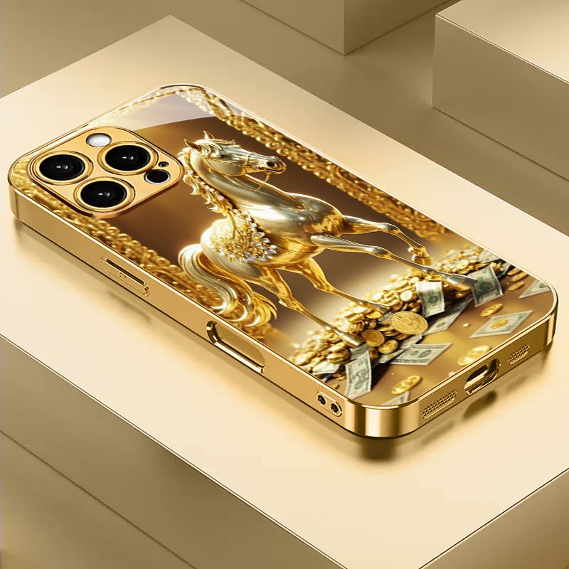 Phone Cases Horse - High-end luminous gold horse new gold
