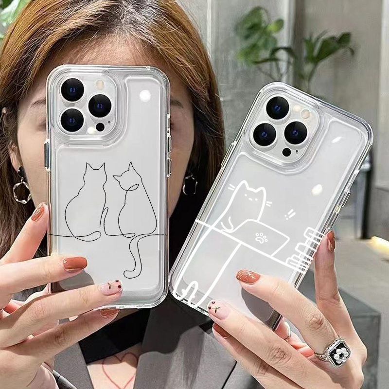 Phone Cases Cute - Cute Line Cat Anti-drop Phone Case