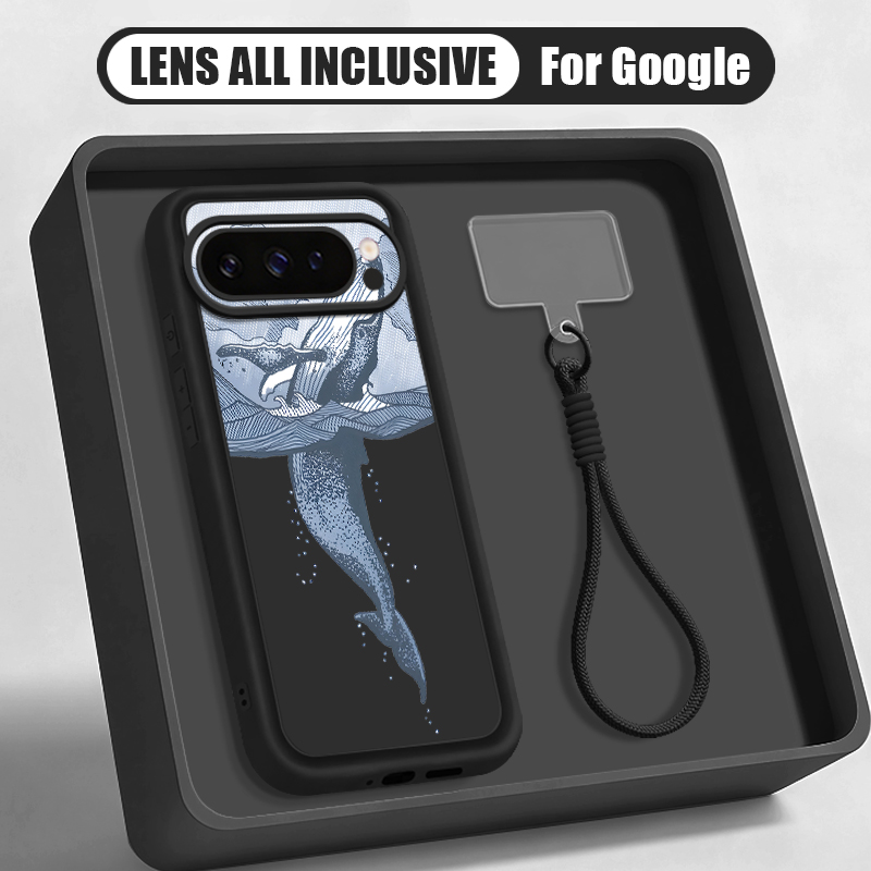 Phone Cases Google Pixel 9A - Humpback Whale Print Wrist Strap Lanyard