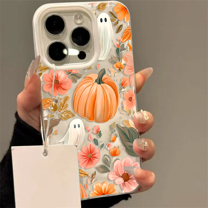 Phone Cases Cute Iphone 14 - Autumn Fall Cute Ghost Pumpkin Flower