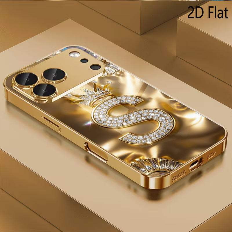 Phone Cases With Camera Cover - Crown S Patterned tempered glass design