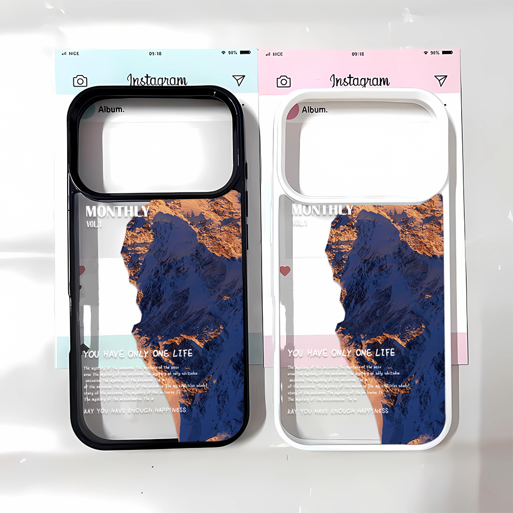 Phone Cases With Camera Cover - Blue Nature Mountain Scenic Elegant Camera