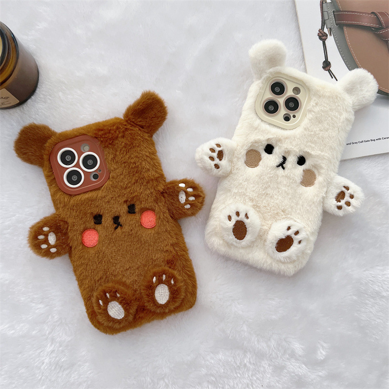 Korean 3D Cartoon Bear Fluffy  - đánh giá và giá Phone Cases Iphone 14