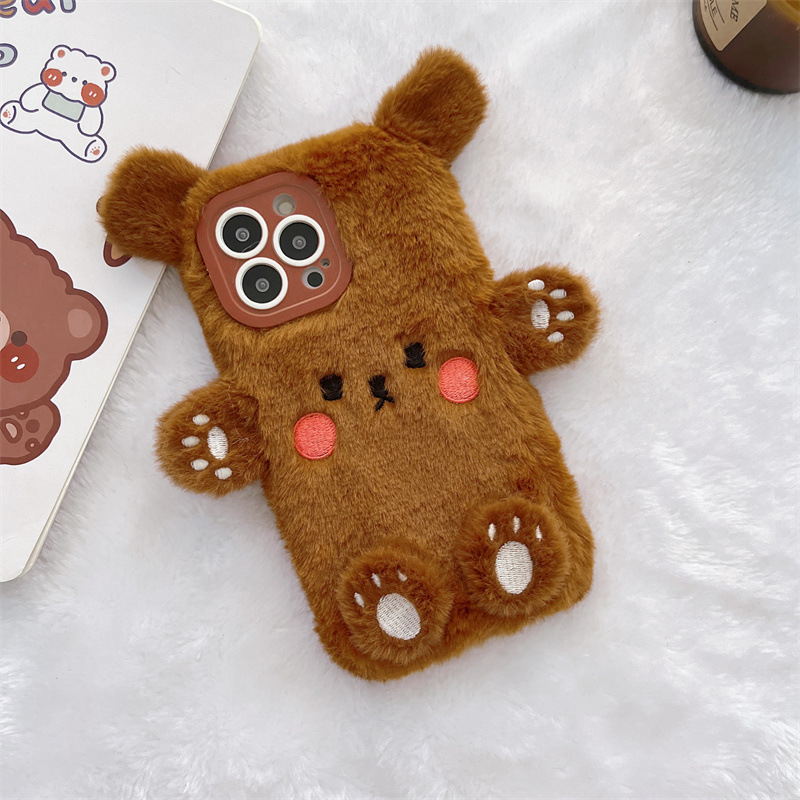 Korean 3D Cartoon Bear Fluffy  - đánh giá và giá Phone Cases Iphone 14