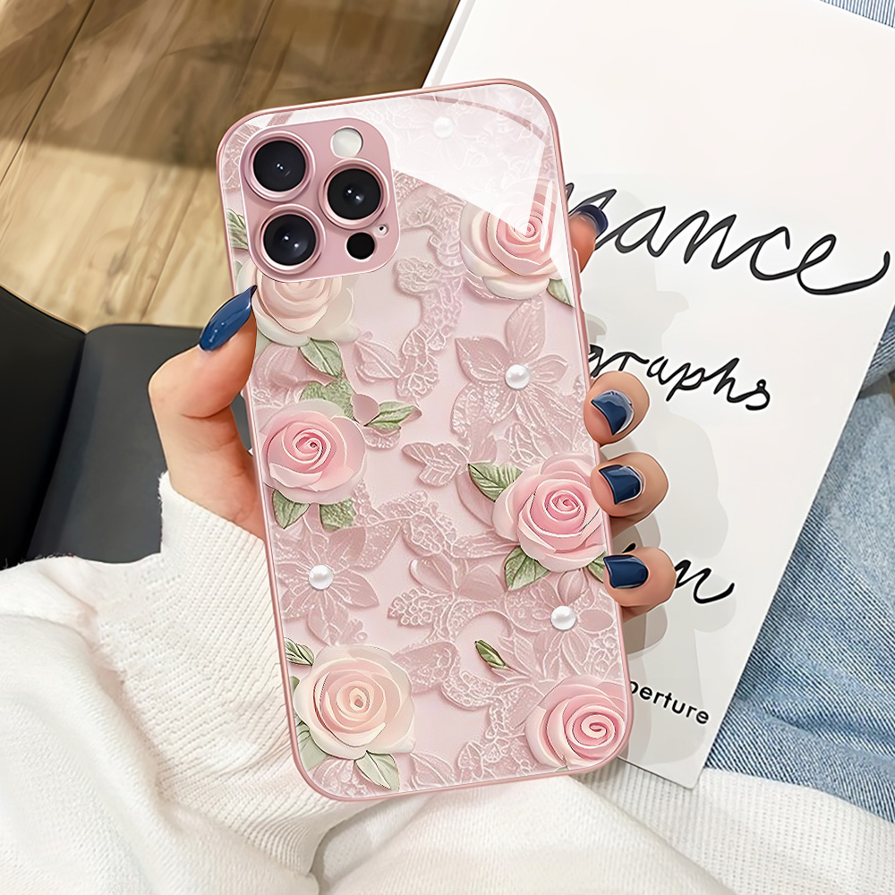 Pink Flower Tempered Glass Pho - đánh giá và giá Phone Cases Pink