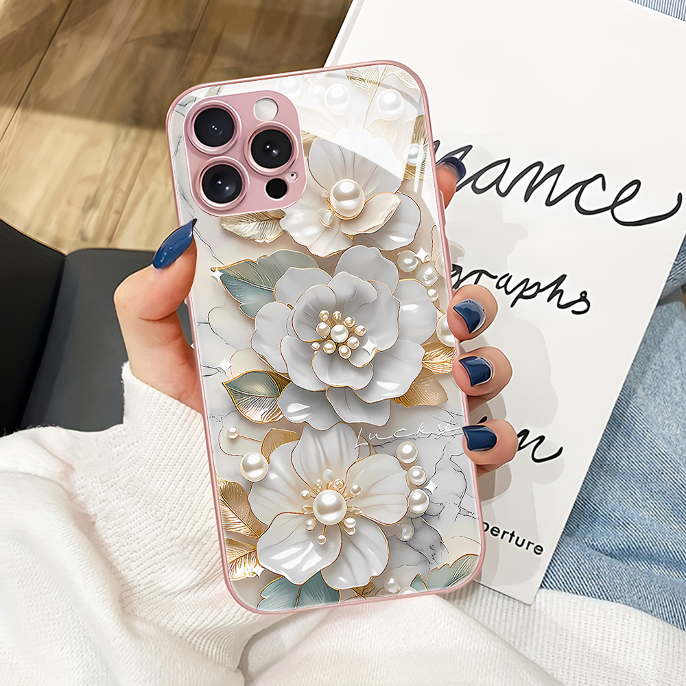 Pink Flower Tempered Glass Pho - đánh giá và giá Phone Cases Pink