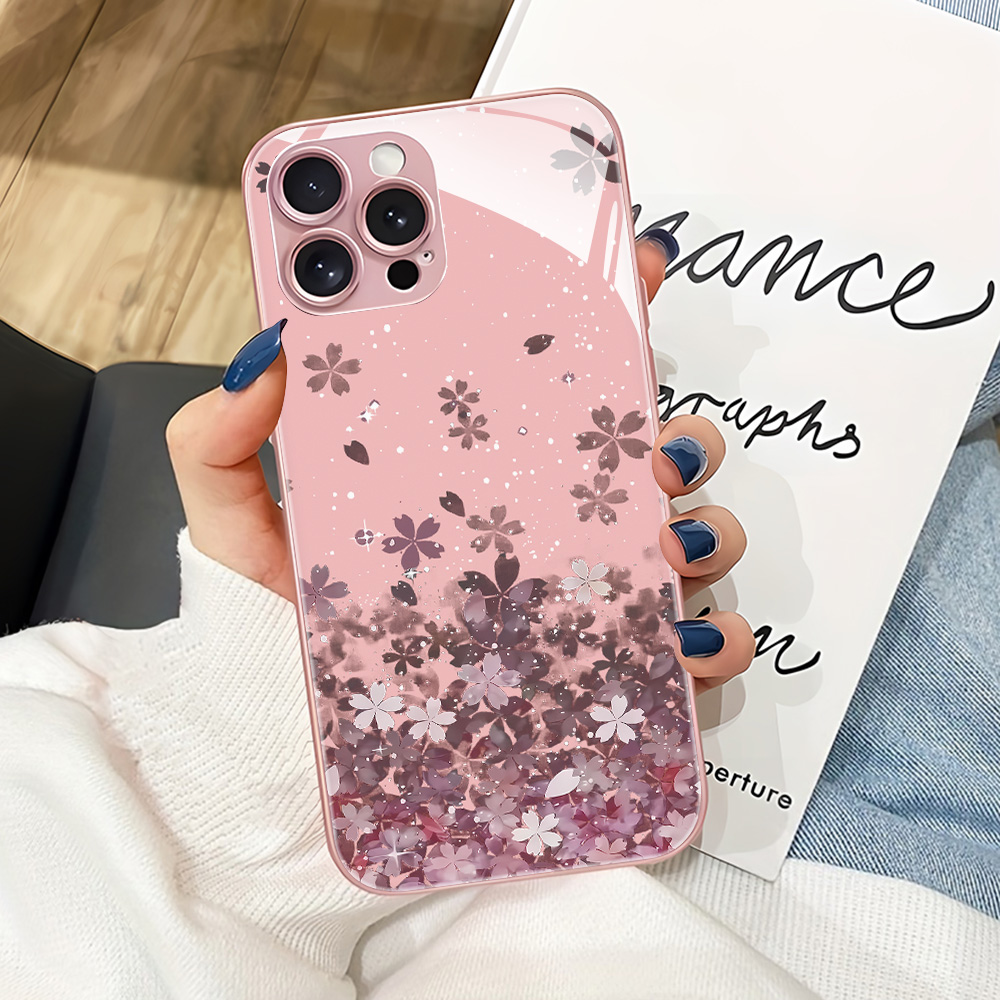 Pink Flower Tempered Glass Pho - đánh giá và giá Phone Cases Pink