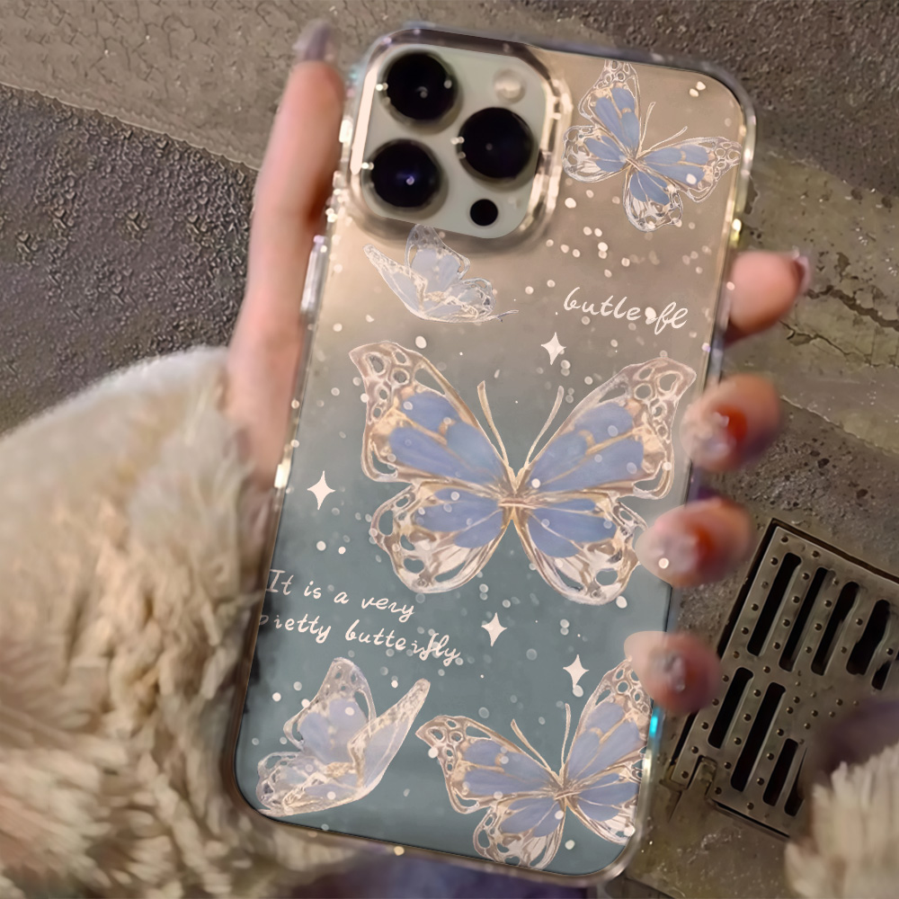 Luxury Blue Butterfly Clear Gl - đánh giá và giá Phone Cases Classy