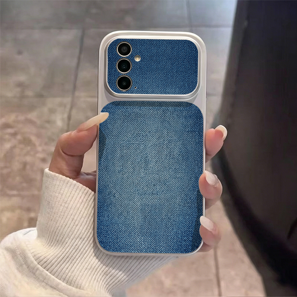 Retro Blue Denim PU Leather Ph - đánh giá và giá Phone Cases With Camera Cover