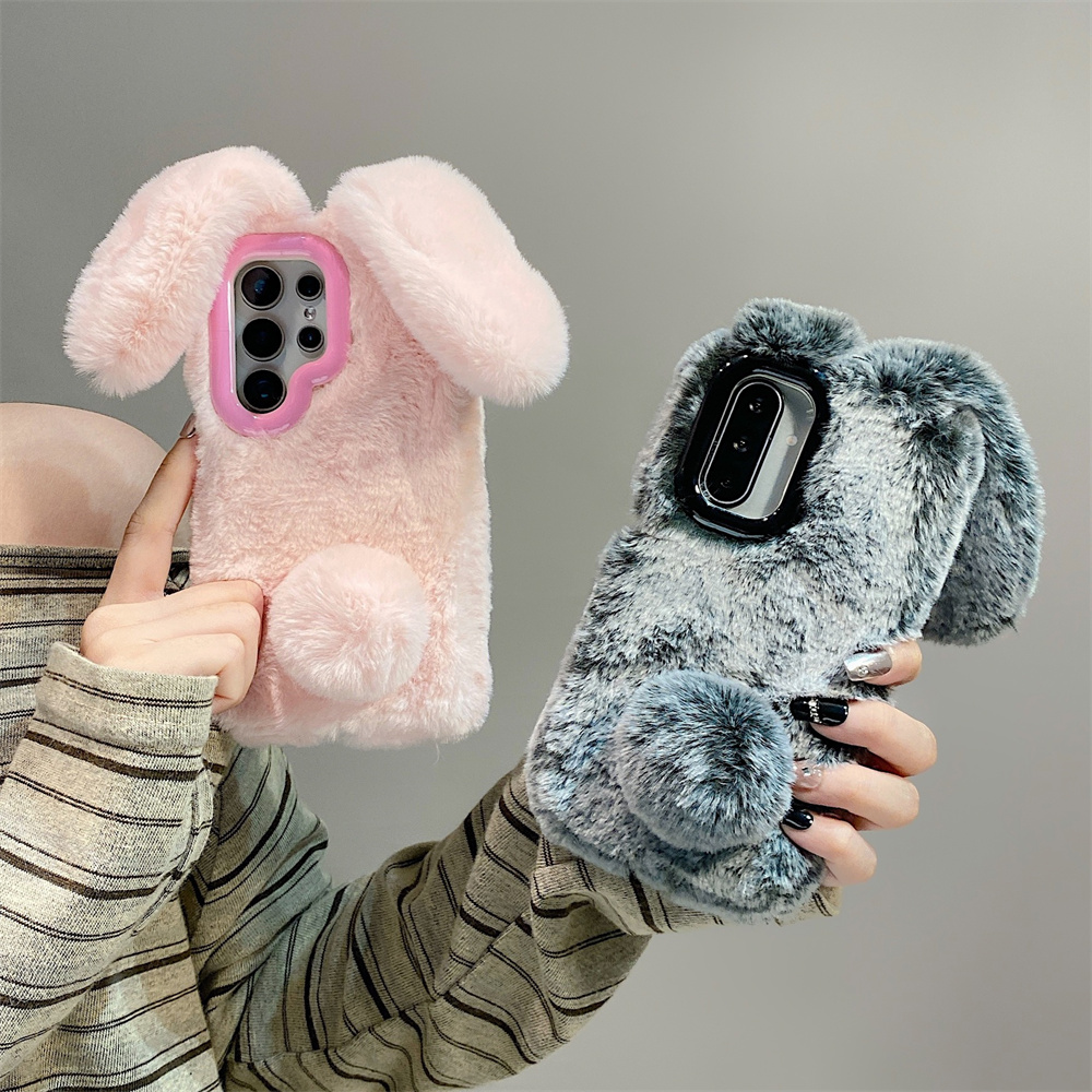 Cute Rabbit Ears Fluffy Stand  - đánh giá và giá Phone Cases With Camera Cover